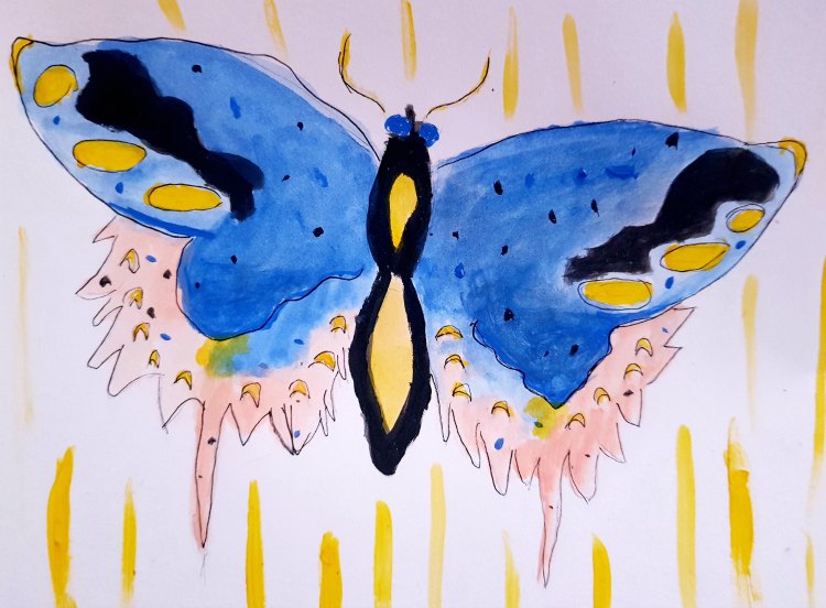 Butterfly watercolor made using the book The Creature Garden. Learn how to draw, see how this book can help you DearCreatives.com