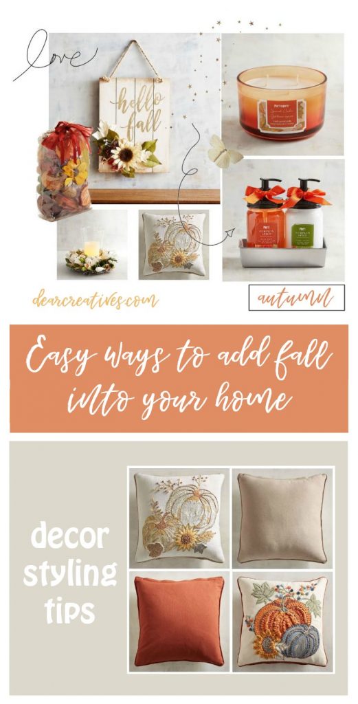 Are you looking for ways to decorate for fall Try these decorating ideas and decor styling tips. DearCreatives.com #decor #home #fall #tip #homedecorating