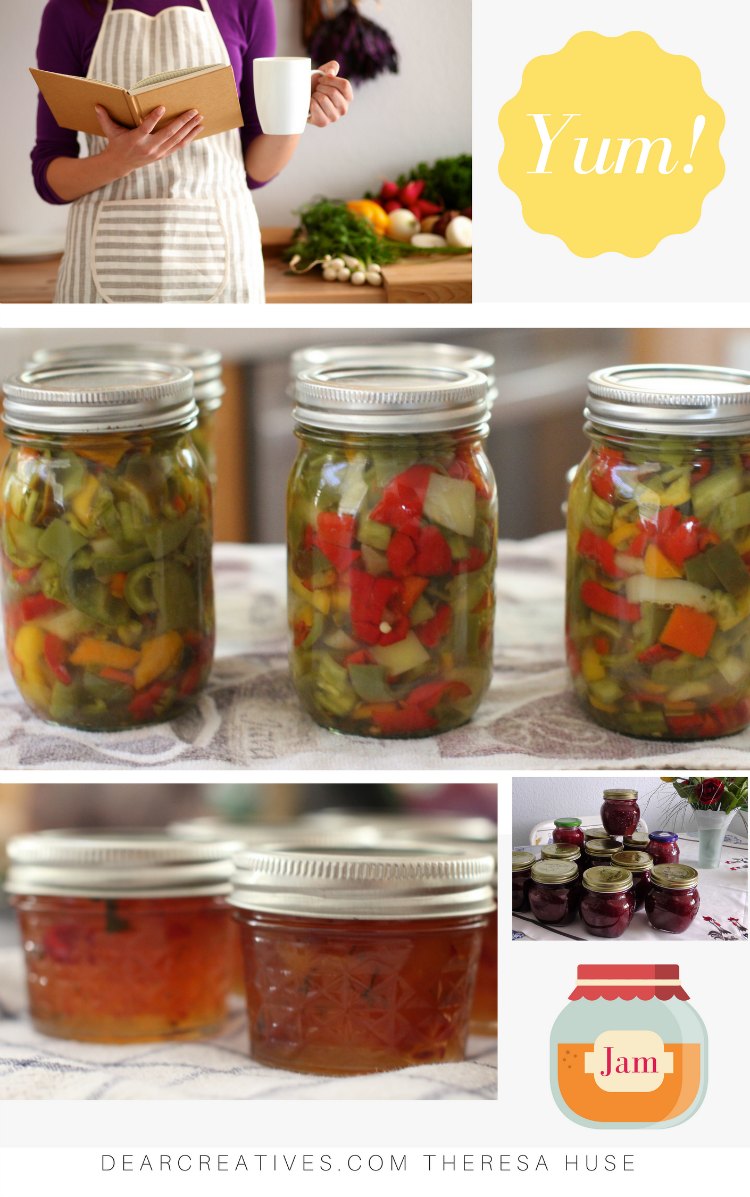Easy Canning Recipes- Find easy to make canning, preserving and freezing recipes. Tips and resources for beginning canners. Recipes for all levels. DearCreatives.com #canning #canningrecipes #preserving #freezing #jam #food #fruits #vegetables