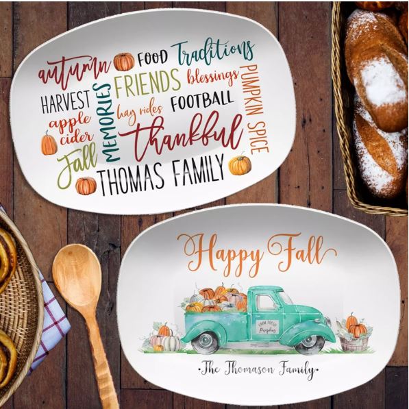 Personalized Fall Platters come in so many choices to pick from and are useful gifts. 