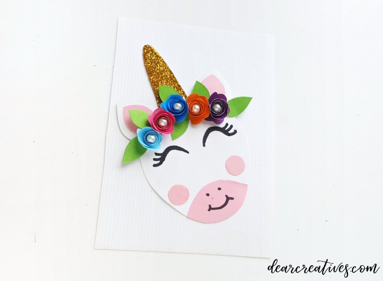 step (8) You can stop here and add ribbon or string or keep going with a few more steps to complete this unicorn ornament diy. See step by step tutorial at DearCreatives.com #unicorn #ornament #tutorial #papercrafts 