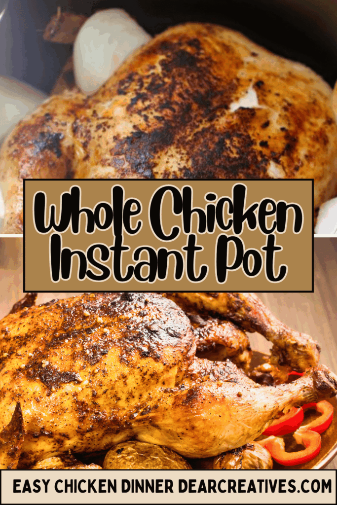 Instant Pot, Whole Chicken, onion, garlic coves, limes, spices