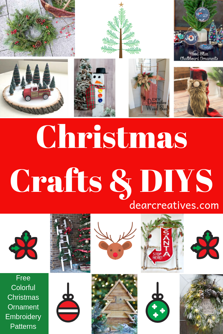 Are you looking for festive Christmas crafts and diys? We have so many ideas for the holidays to share with you. The list of diys keeps growing with modern, rustic, natural, wood crafts, wreaths and other crafts for Christmas. #christmas #crafts #diys #christmasdeocrations #christmasdecor #ideasfortheholidays #rustic #wood #wreaths #embroidery #modern #dearcreatives #inspirationspotlight