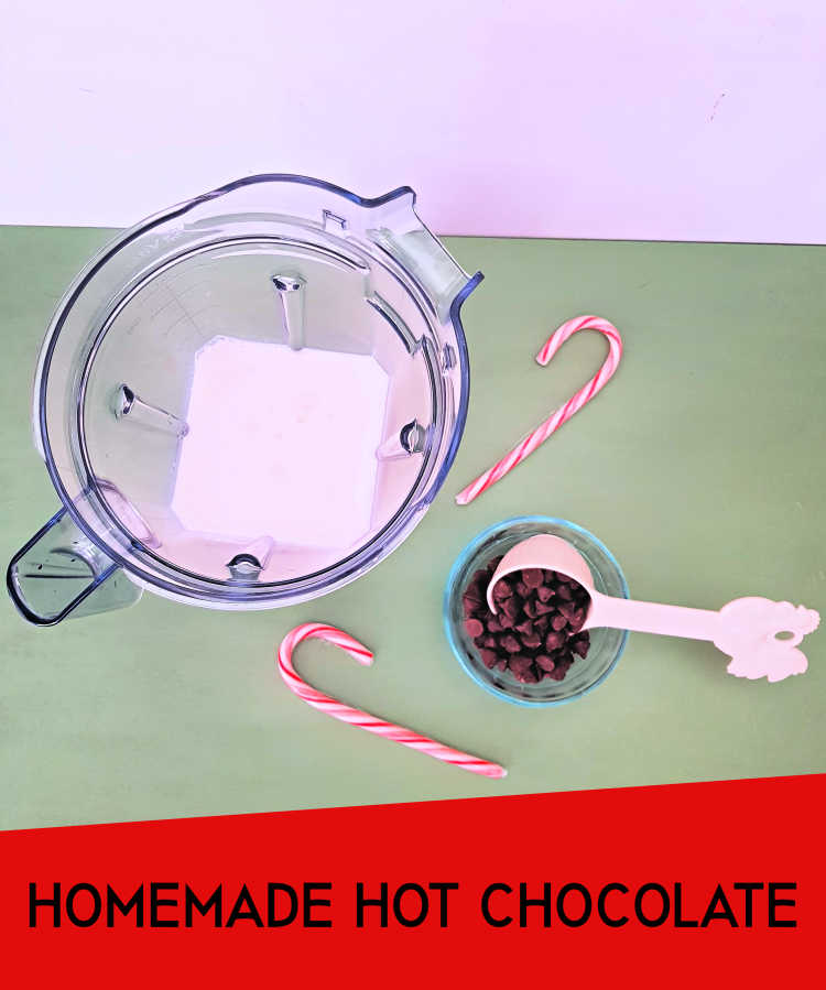 Homemade hot chocolate with whip cream and peppermint. see how easy it is to make this festive hot chocolate drink. DearCreatives.com