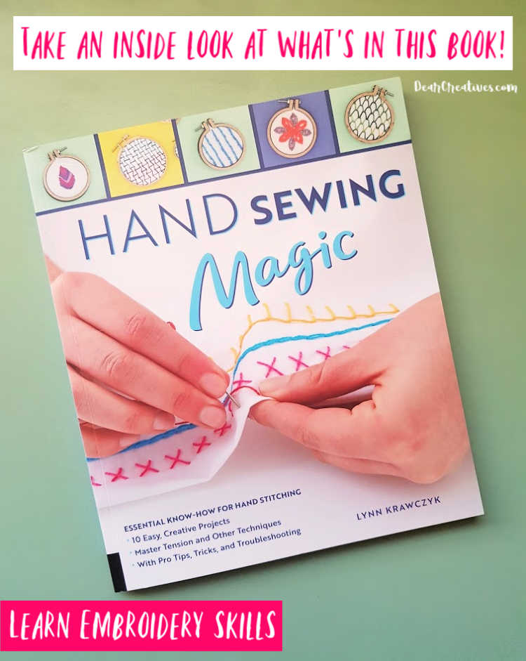 Learn or brush up on your embroidery skills. See what this book has to offer not only beginners but others. Inside peek to everything this craft book covers. DearCcreatives.com #handembroidery #embroidery #craftbooks #sewingbooks #howto #books #crafts #hoopart 