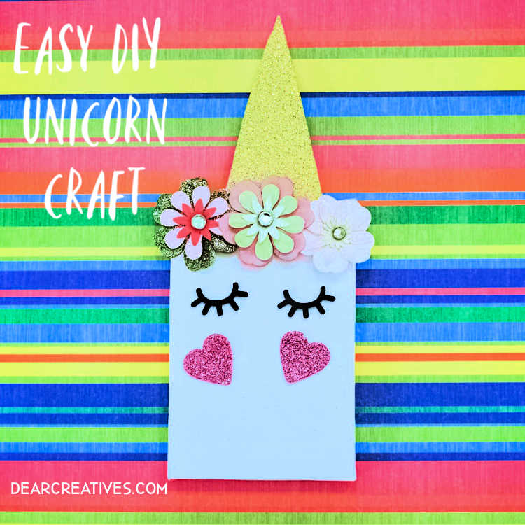 Try this Unicorn Craft - This unicorn diy is easy enough for kids, can be used as a kids party activity or just as a simple unicorn craft. the end result is unicorn room decor. See how at DearCreatives.com #unicorndiy #unicorncrafts #craftsforkids #kidscraft #kidsactivities #partyfavor #easy #quick #unicornpapercraft