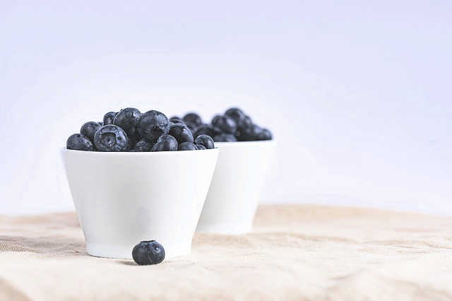 blueberries in a bowl, measured for blueberry banana bread. DearCreatives.com