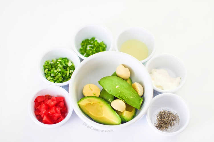 ingredients for making healthy deviled eggs - guacamole deviled eggs © 2019 DearCreatives.com