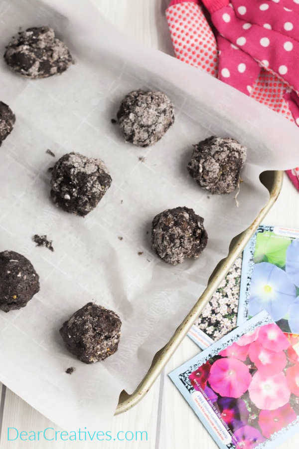 A tray of Seed Bombs drying - See tutorial at DearCreatives.com