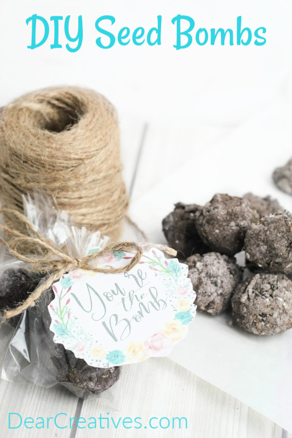 Seed Bombs- Make this for a gardening gift, party or wedding favors. Find the tutorial with step by step instructions with images. This gift idea comes with a free printable gift tag.