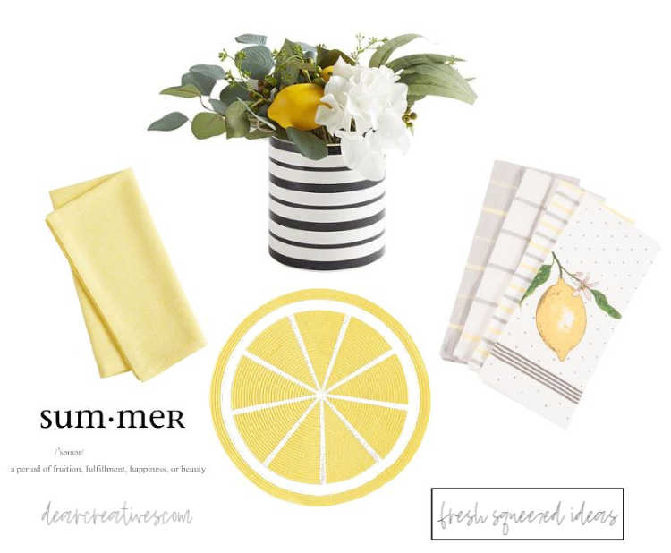 summer decorating ideas with lemons- DearCreatives.com #summer #summery #decorating #homedecorating #homedecor