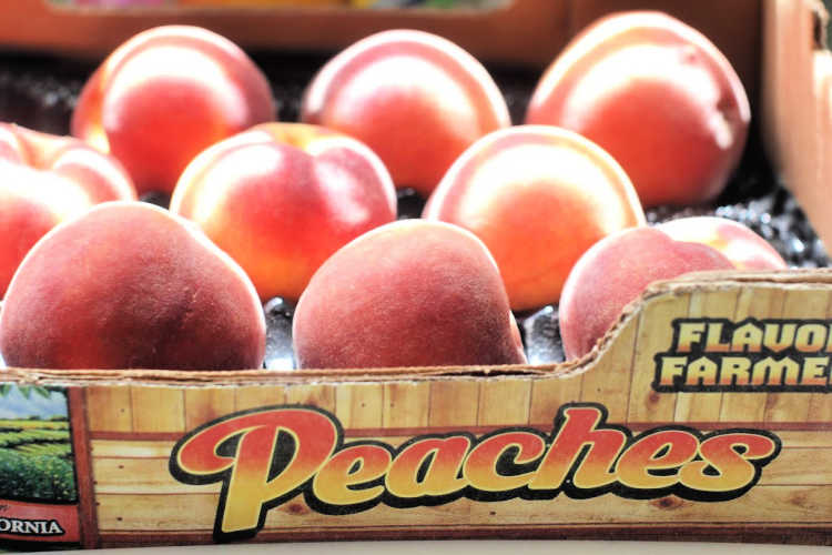 Crate of peaches - ready to peel and make peach recipes. DearCreatives.com