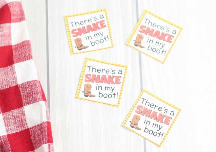 There's a snake in my boot Toy Story saying free printable, DIY, mason jar treat recipe DearCreatives.com