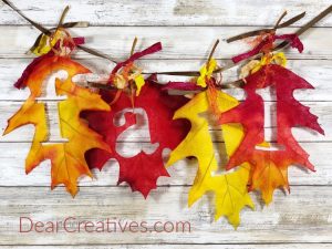 Fall leaf banner - how to make a simple banner and other fun fall craft ideas at DearCreatives.com