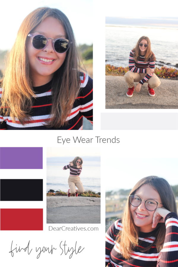 Stylish eyeglasses and sunglasses. Eye wear trends- how to find your style. See how to select the style that will look best on you! DearCreatives.com #style #eyeglasses #sunglasses