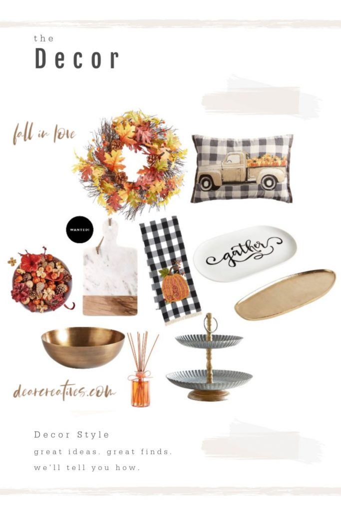 Fall Finds - Home decor ideas for the living room, dining room and kitchen. DearCreatives.com