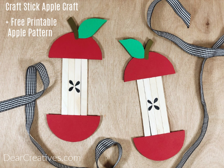 Popsicle Stick Apple Craft + Free Printable Apple Pattern