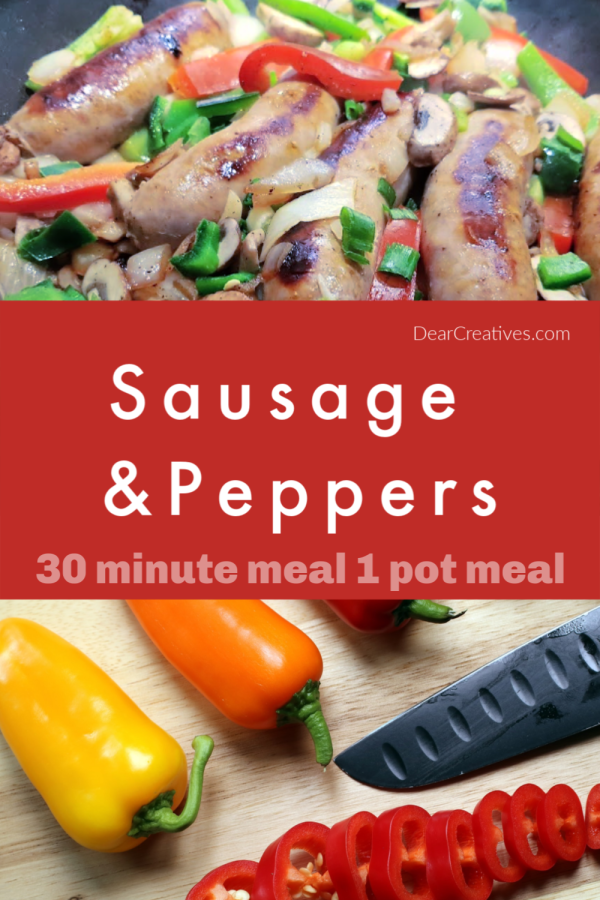 Sausage and Peppers are always a hit in our home. This is a winning dinner idea. Why? Because you can cook this quickly for days you are busy. Plus, you can serve it so many different ways. 