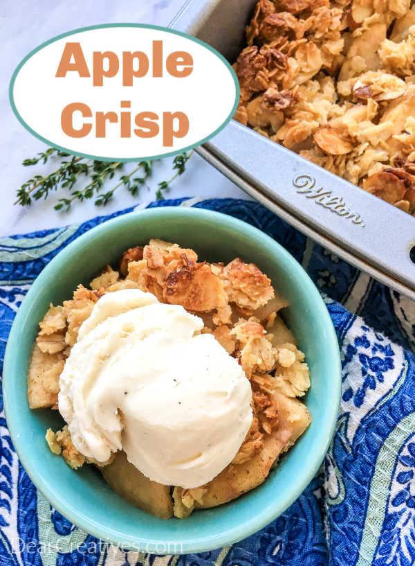 Cinnamon Apple Crisp - Is an easy apple dessert to make. Perfect for fall apple picking season or anytime you have fresh apples. Grab this recipe and enjoy this apple crisp warm or cold. DearCreatives.com