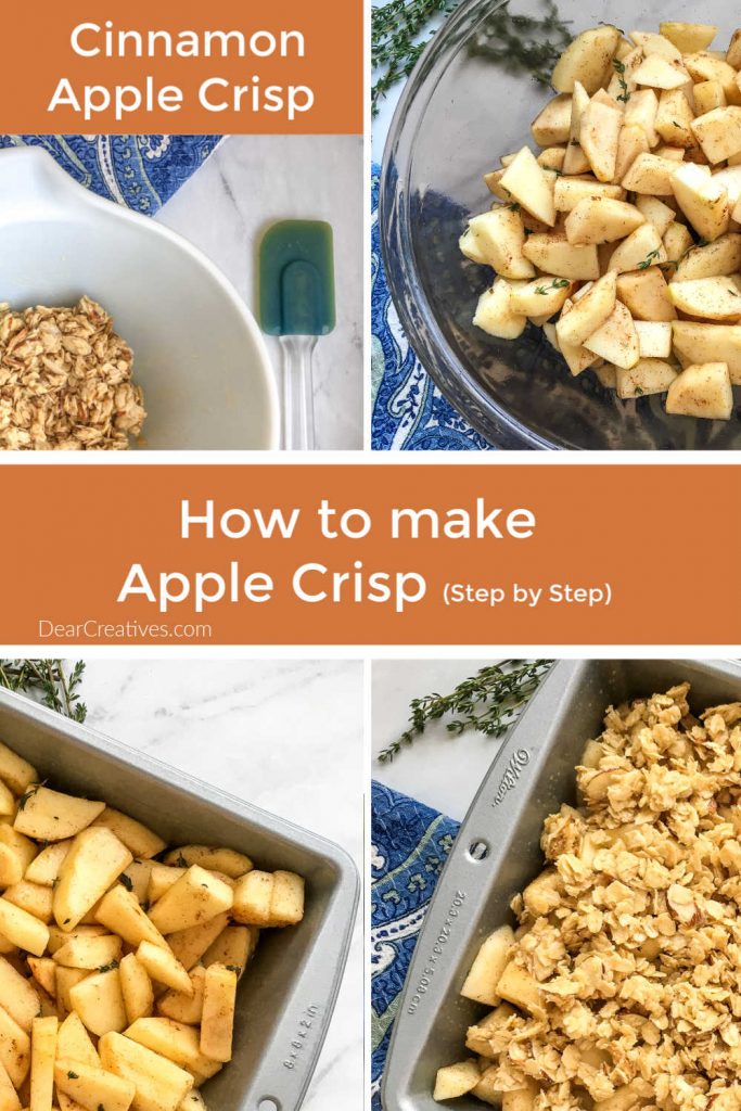 Cinnamon Apple Crisp - step by step images with apple crisp recipe. DearCreatives.com