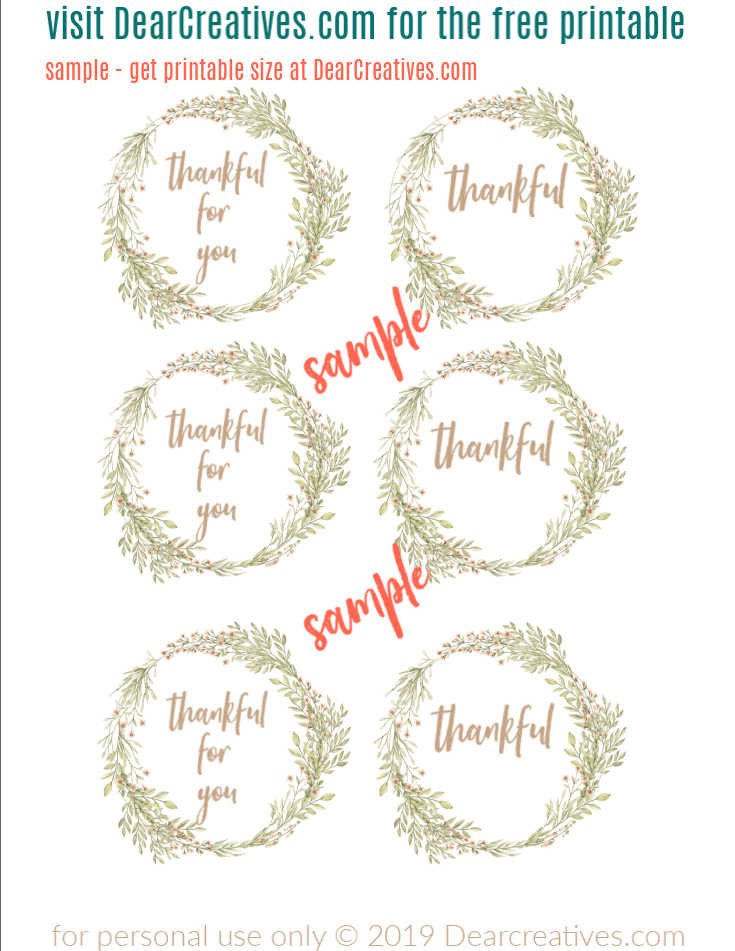 Fall Wreath Design Free Thankful Printables for mason jars. Circle Template 2.5 inch fits several sizes jars- - DearCreatives.com copy