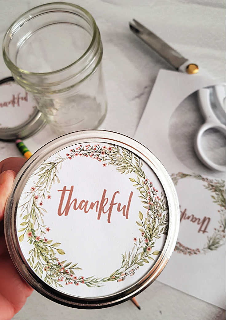 Mason Jar Craft For Fall With Free Printables "Thankful" Dear Creatives