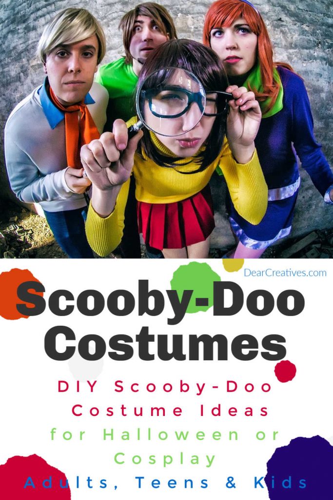 Scooby Doo Costumes - Whether you are looking for Halloween costume ideas, last-minute Halloween Costumes you will love how easy it is to make the Scooby Doo characters for costumes. We share resources for DIY Scooby Doo Characters, Velma, Daphne, Shaggy...DearCreatives.com