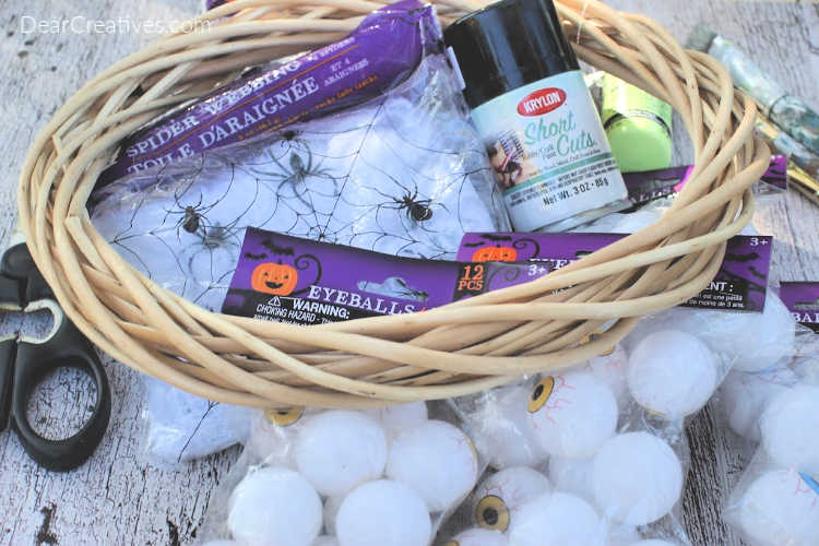 Supplies for an Eyeball Wreath DIY - how-to and instructions at ©DearCreatives.com