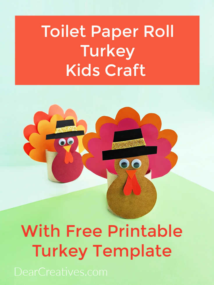 Toilet Paper Roll Turkey Kids Craft + Free Printable Turkey Template. Grab the instructions and see how easy it is to make this craft with your kids or preschool kids. DearCreatives.com