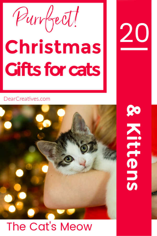 Christmas Gifts For Cats -Purrfect gift ideas for your pet cats and kittens.We have a list of gifts for cats and gifts for kittens. We think these gift ideas will be purrfect for your cats! Do you love pampering your cats? We think you will love keeping them happy, busy and loved with these toys and pet supplies for cats and kittens. DearCreatives.com 