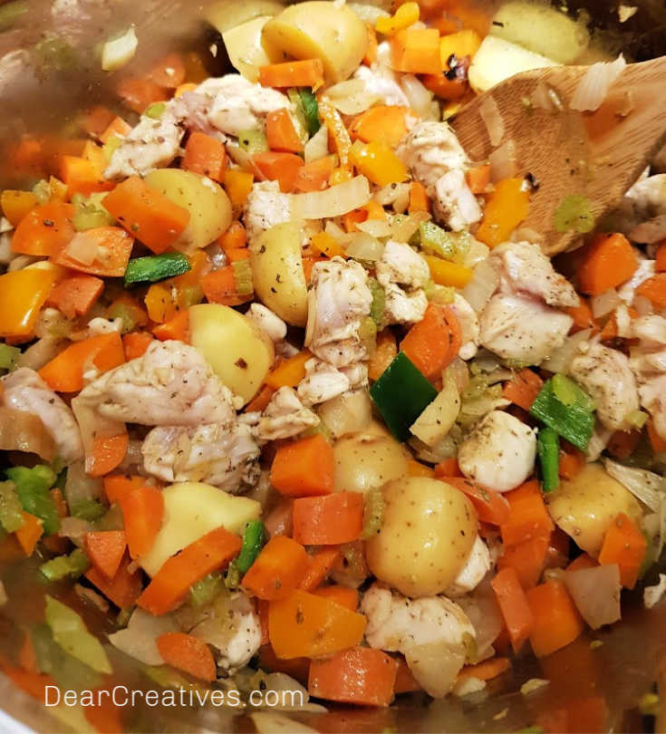 Chicken slightly cooked for the lemon chicken soup recipe - See all the steps for how to cook chicken soup with lemon at DearCreatives.com