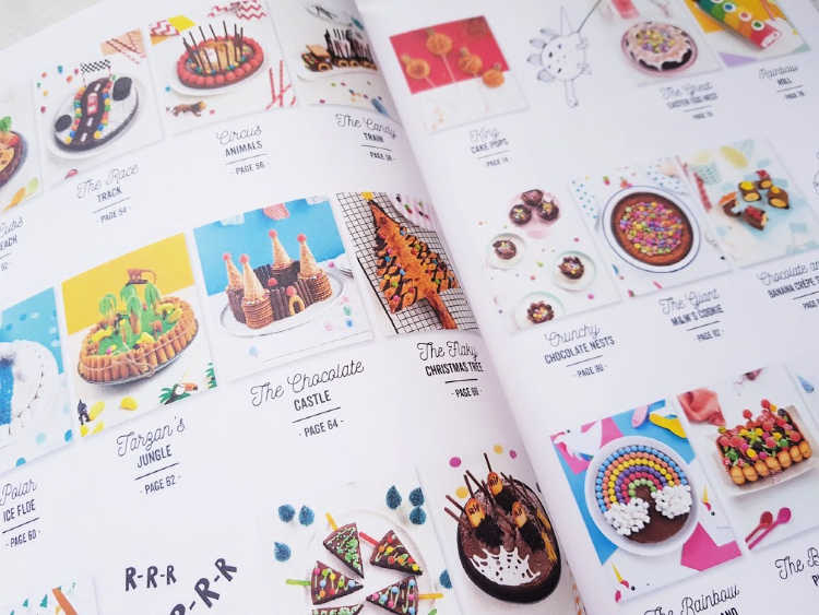 Inside the book Cakes For Kids a cake decorating book perfect for how to make cakes for kids parties and celebrations. Review at DearCreatives.com