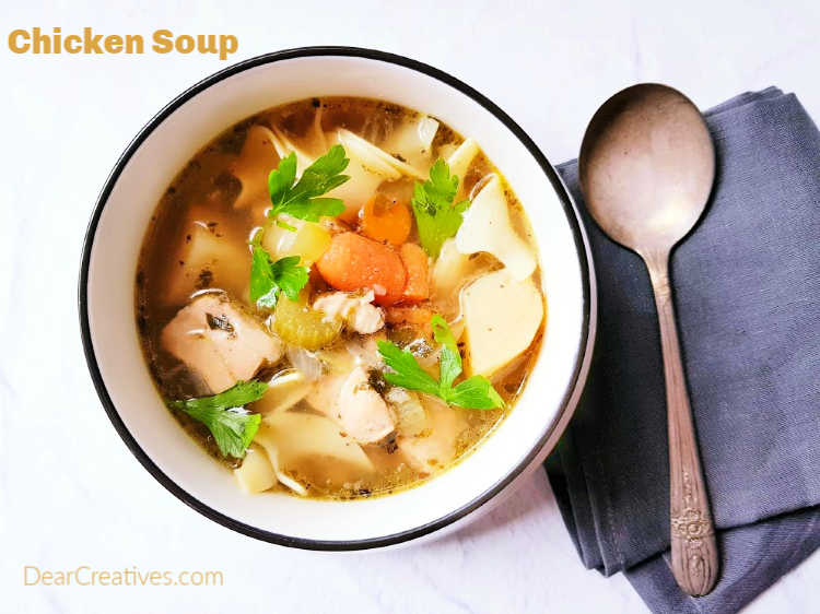 Instant Pot Chicken Noodle Soup The perfect soup for a cold day or to feel better when sick!- DearCreatives.com