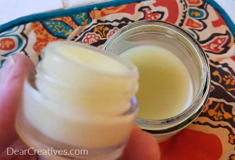 Lip balm after it's cooled before adding the lid to homemade lip balm. DearCreatives.com