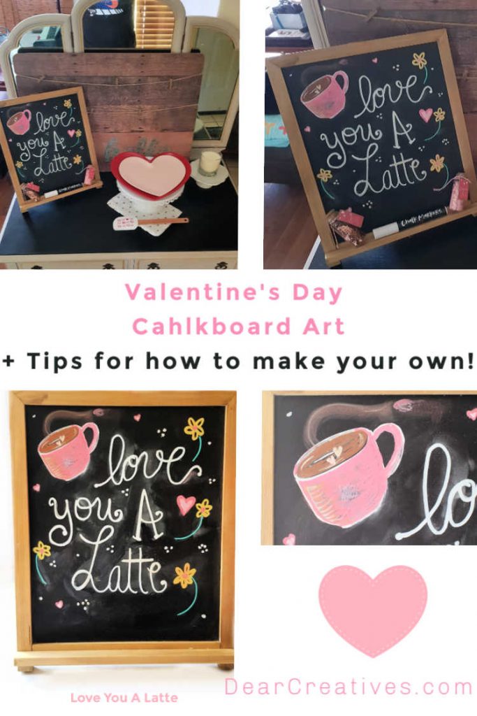 Valentine's Day Chalkboard Art - chalkboard tips and how to get started making your own chalkboard art. DearCreatives.com