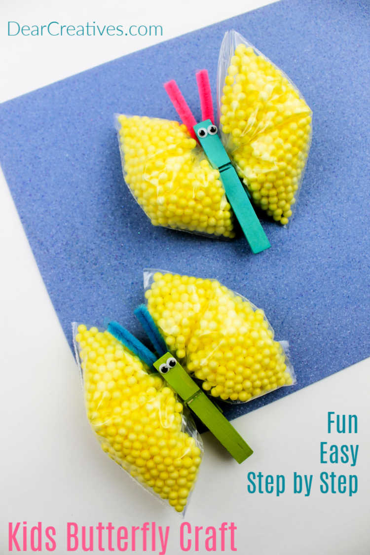 Butterfly Craft With Popsicle Sticks And Yarn - Dear Creatives