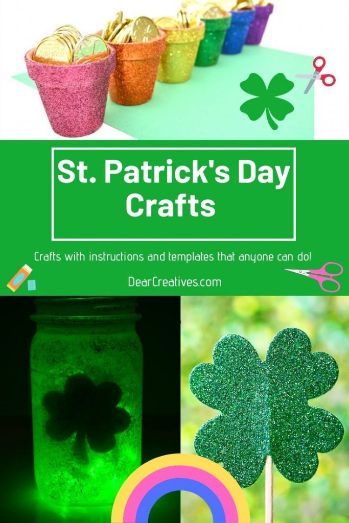 St. Patrick's Day Crafts - crafts with instructions and templates. Crafts for St. Patrick's Day for adults, teens and kids. DearCreatives.com #stpatricksdaycrafts #crafts