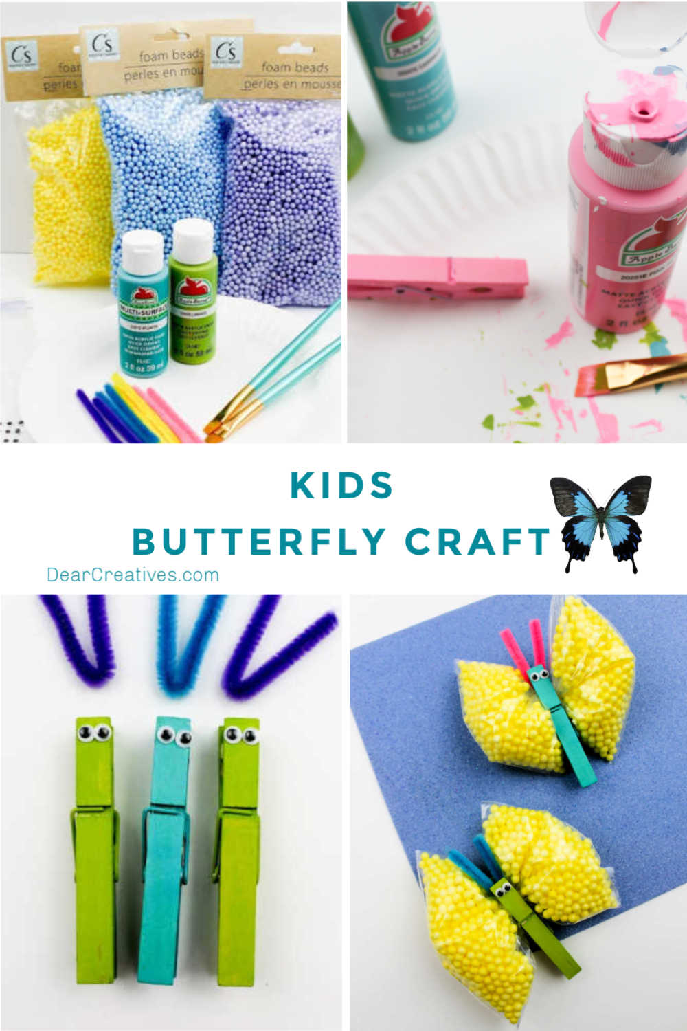 FOAM BUTTERFLY PICTURE Craft Kit ~ Everything Included ~ No Glue Required Age 4+ 