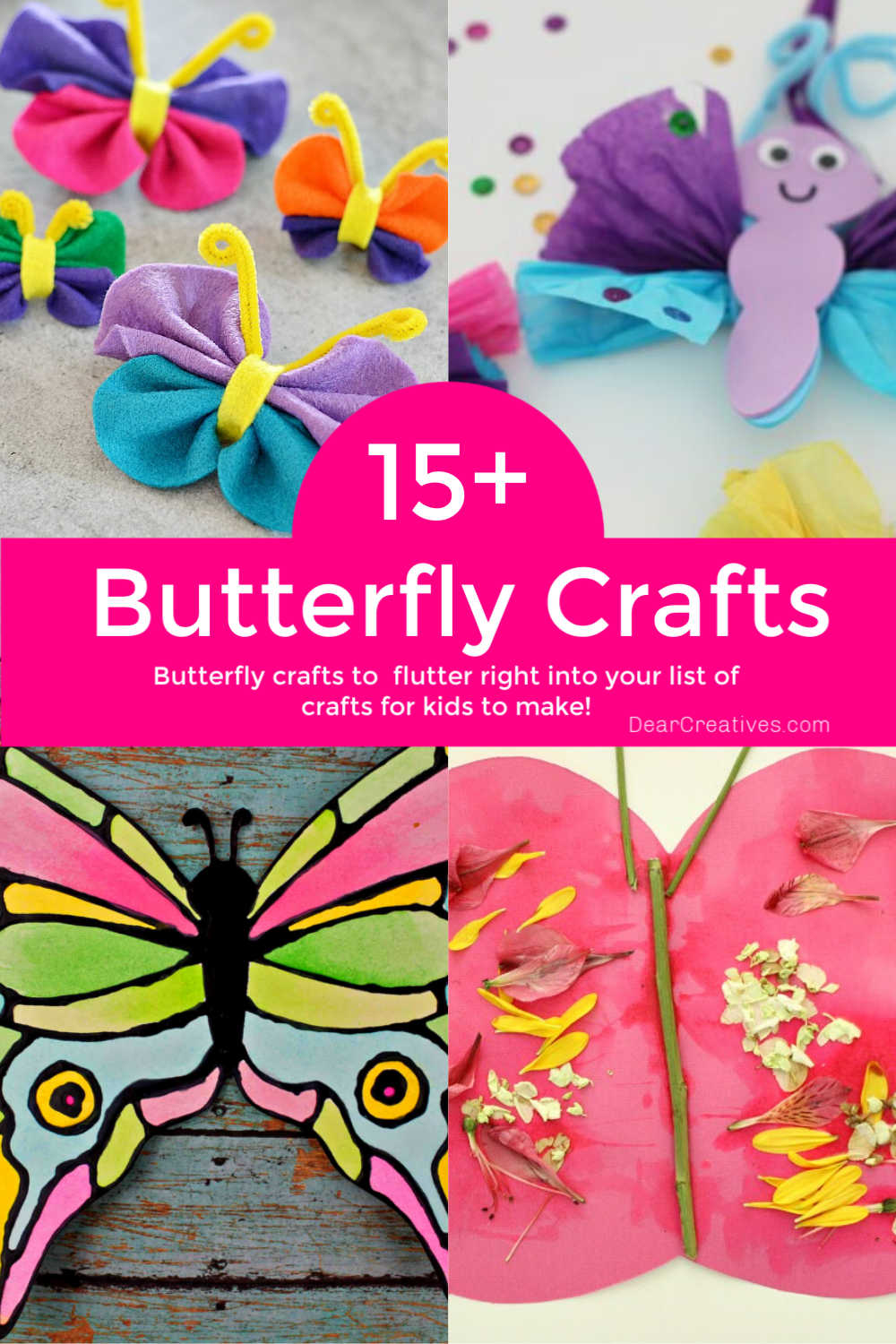15+ Beautiful Butterfly Crafts To Brighten Your Day! Find butterfly crafts for kids, preschoolers and kids at heart to make. Fun and easy! DearCreatives.com