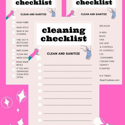 Kitchen Cleaning Checklists - Free Printable Checklist of what to clean and sanitize in the kitchen, plus a blank printable to add your own tasks. DearCreatives.com