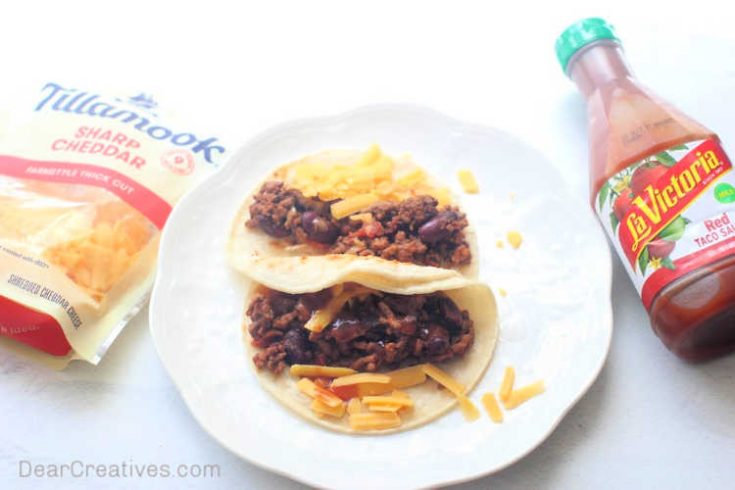 Grab the recipe for ground beef tacos at DearCreatives.com
