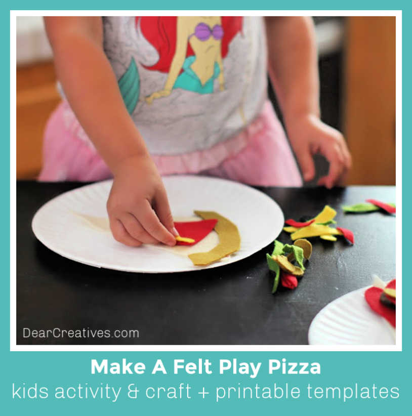 Make a felt play pizza - felt craft for kids and kids activity - templates included-DearCreatives.com