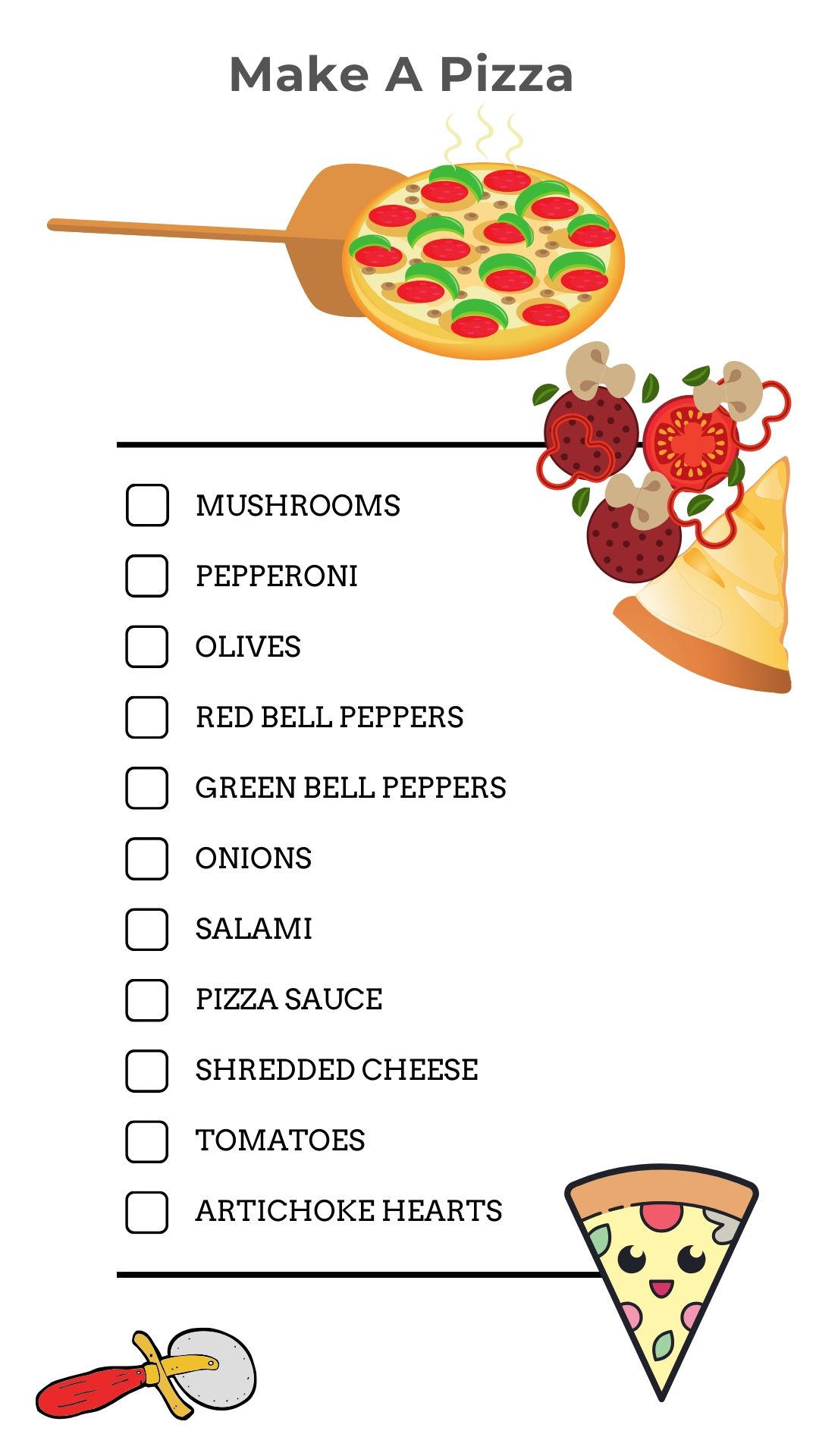 Make a pizza ingredient checklist - DearCreatives.coom