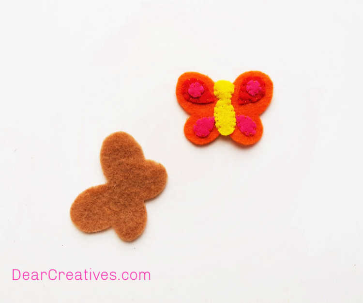 Butterfly Craft - Pencil Topper - Felt Craft - Instructions step (3) Felt Butterfly Craft at DearCreatives.com