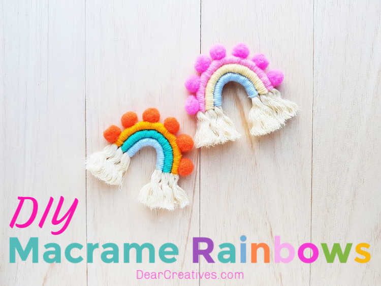 Rope rainbows made from cotton rope and yarn. Grab macrame rainbow instructions at DearCreatives.com