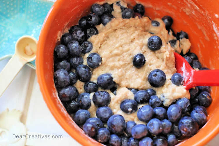 blueberries added to the batter for blueberry bread - © DearCreatives.com