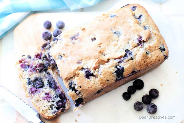 blueberry bread recipe - sliced blueberry bread DearCreatives.com