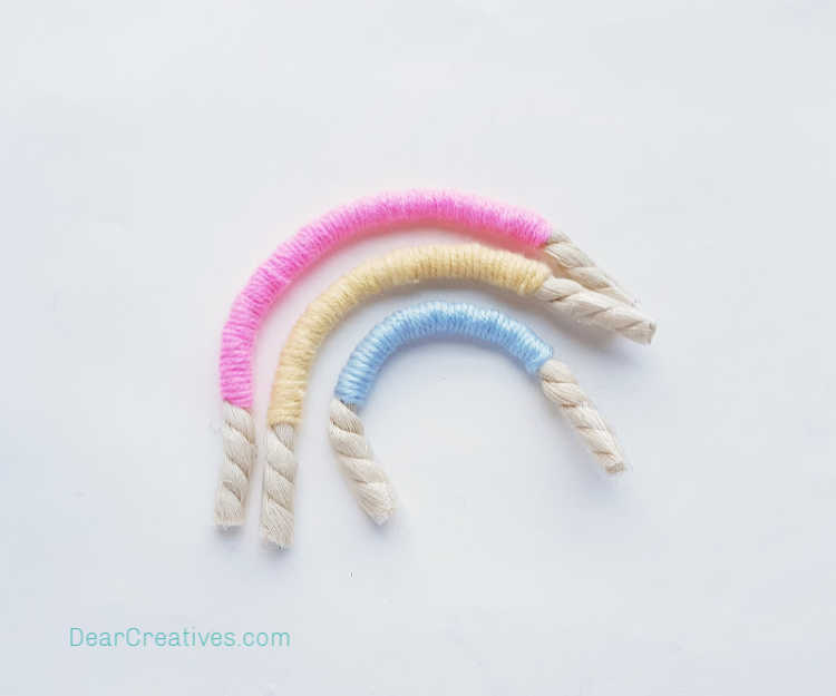 step (6) diy rope rainbow - instructions on how to make a macrame rainbow at DearCreatives.com