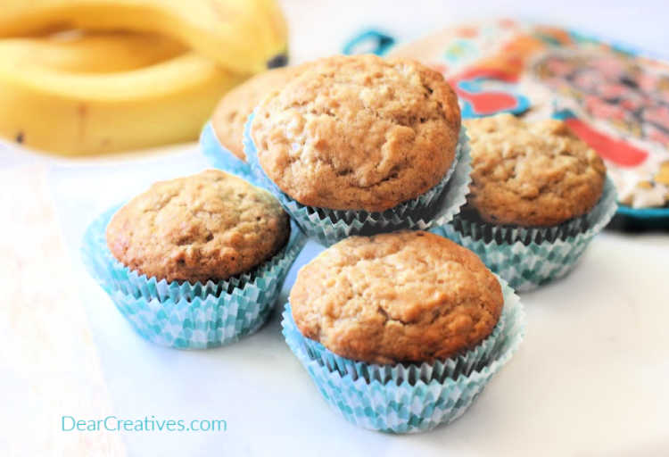 Banana Muffins - Are you ready to make a banana muffins recipe? These are moist, delicious and make 12 regular sized muffins. © DearCreatives.com 