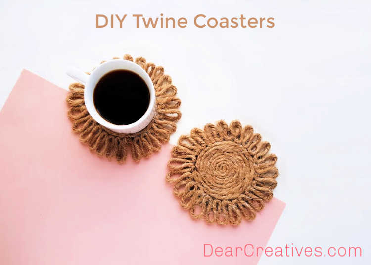 DIY Twine Coasters - Fun, easy, budget-friendly DIY Coasters - Made in the shape of a flower - DIY home decor craft -DearCreatives.com